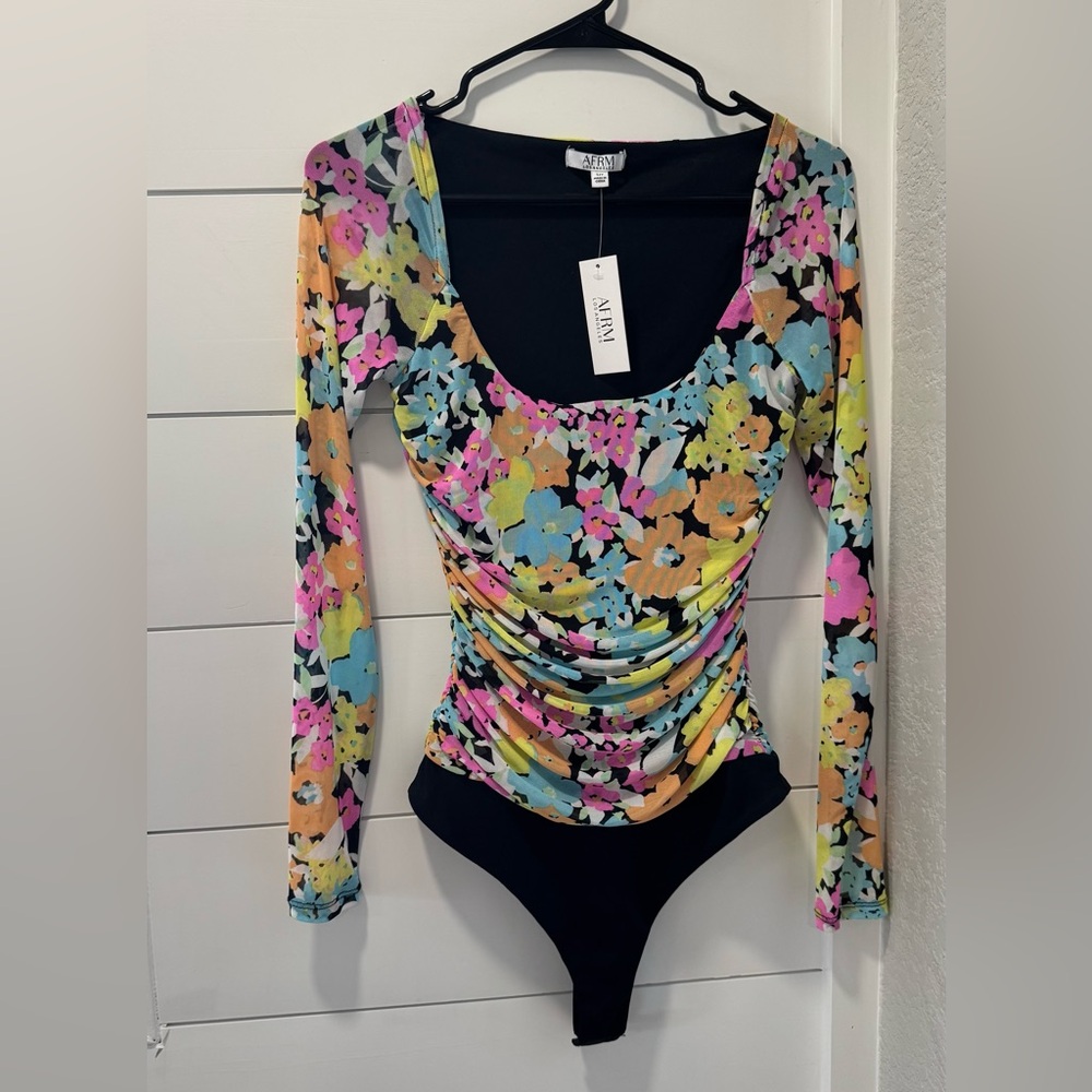 Floral mesh AFRM bodysuit size small.